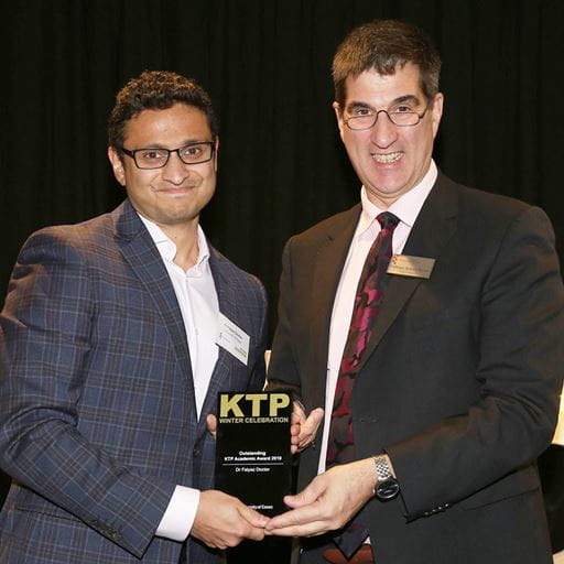 Dr Faiyaz Doctor from the School of Computer Science and Electronic Engineering won the award for Best Academic Partner at the KTP Winter Celebration