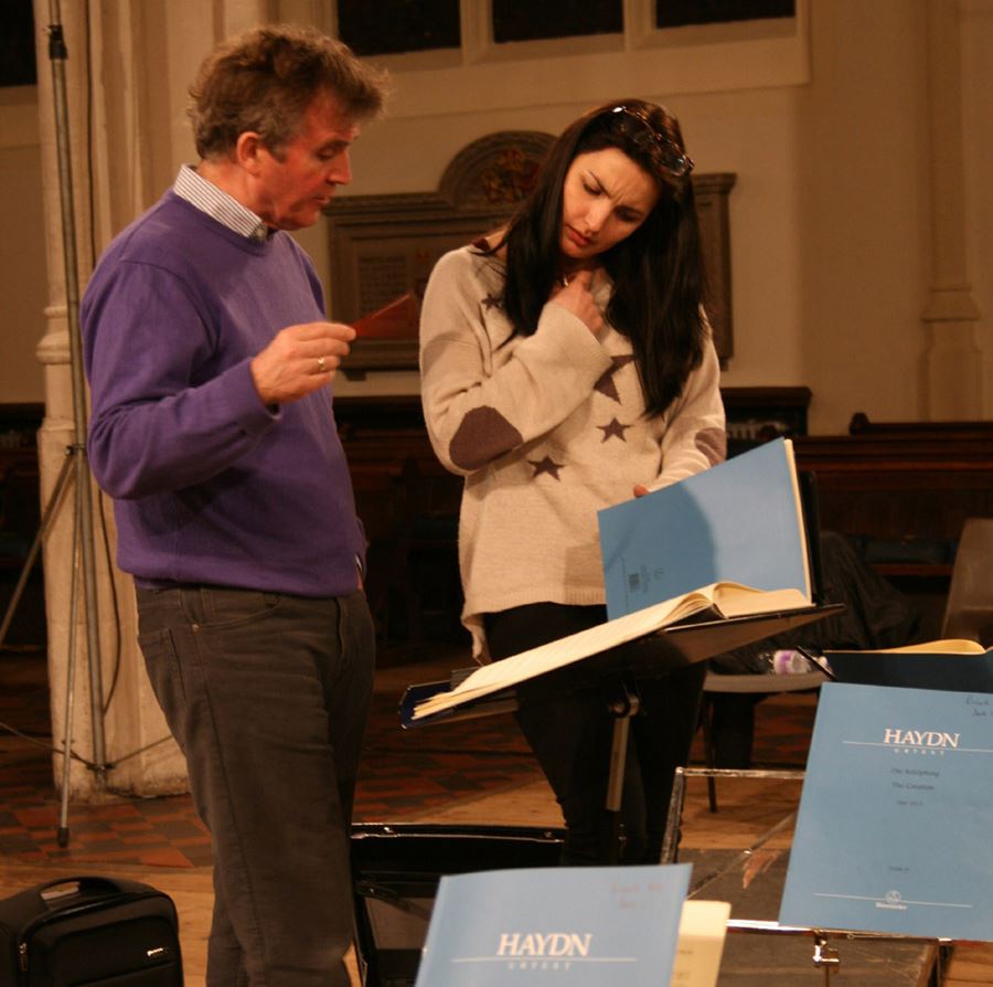 Richard Cooke rehearsing with the University of Essex Choir