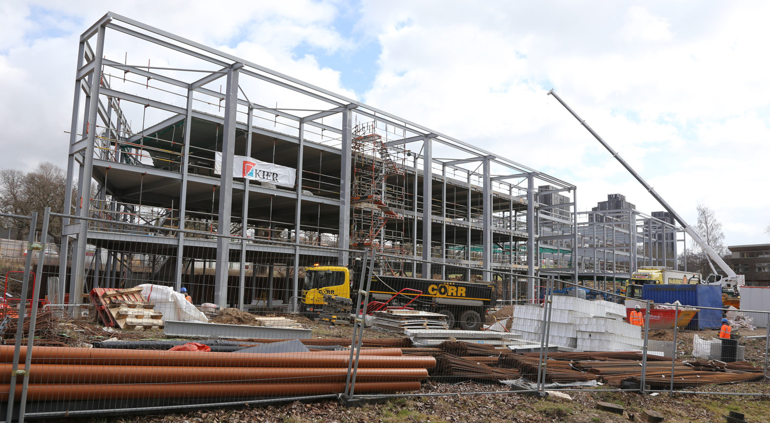 The steel frame for the Innovation Centre is complete
