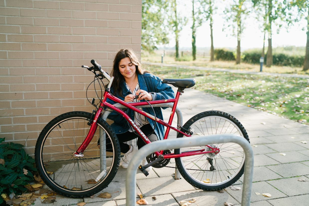 Bike storage is available around campus