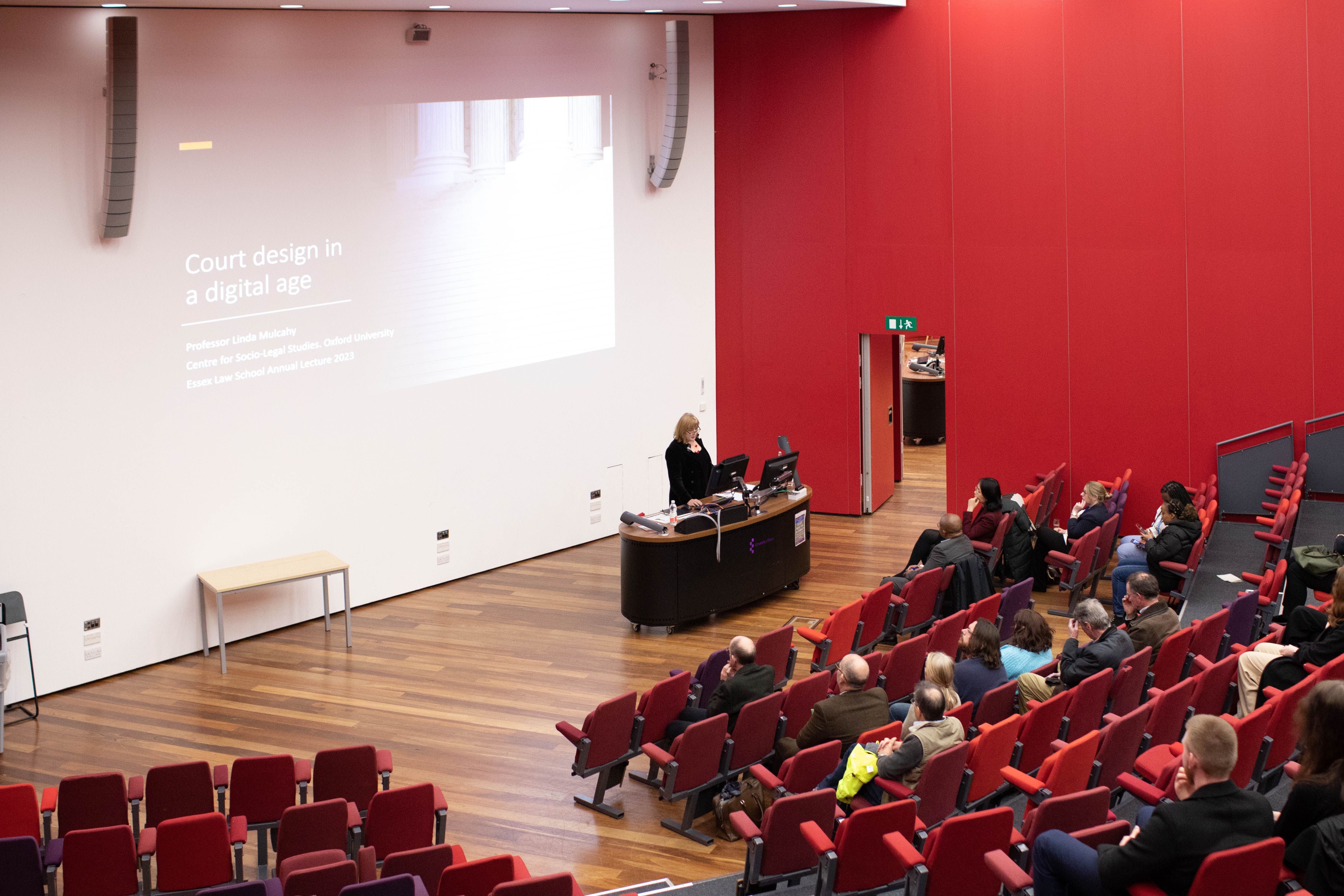 Linda Mulcahy talking to an audience at the Annual Essex Law School 2023