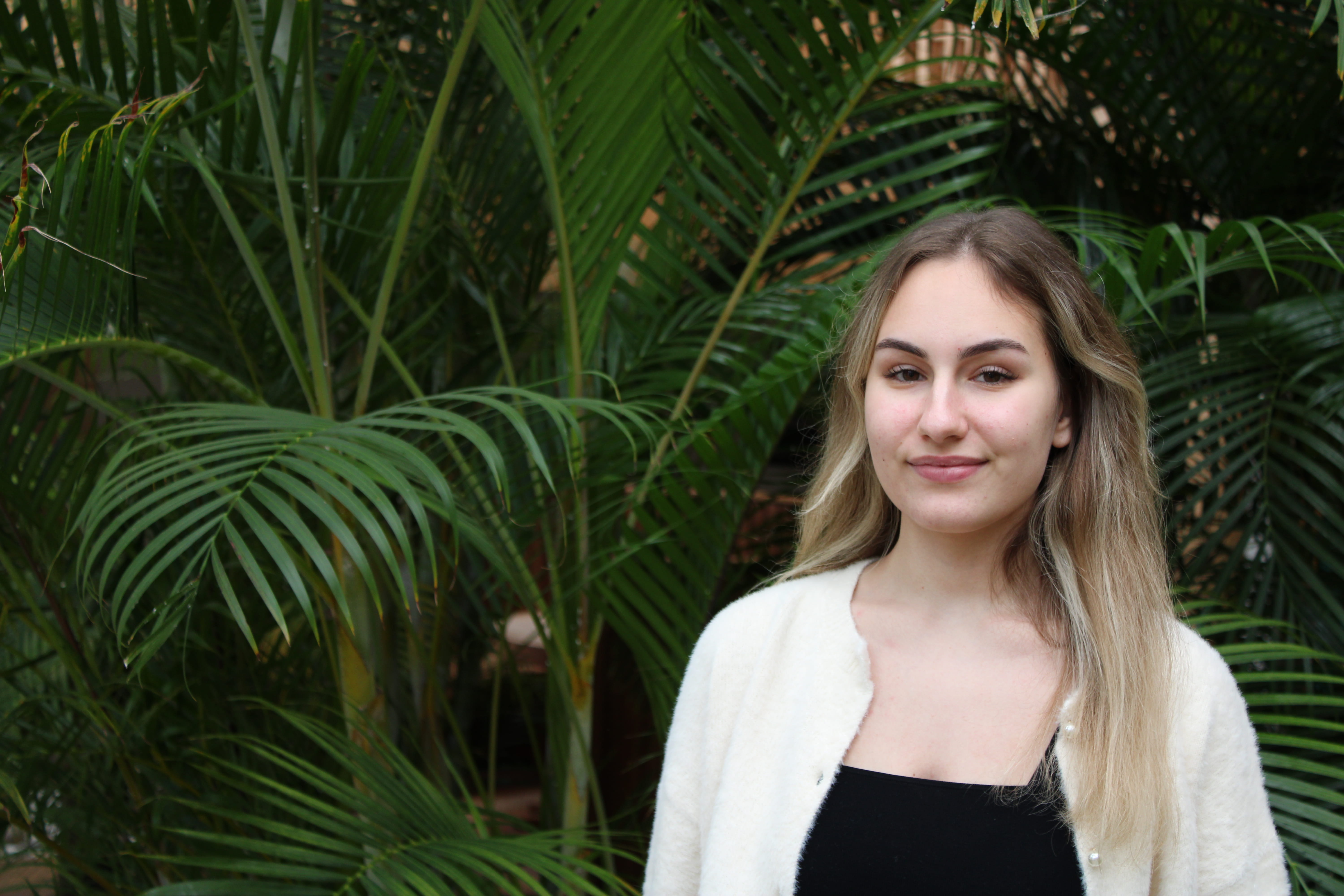 Frontrunner Katya standing in the EBS winter garden