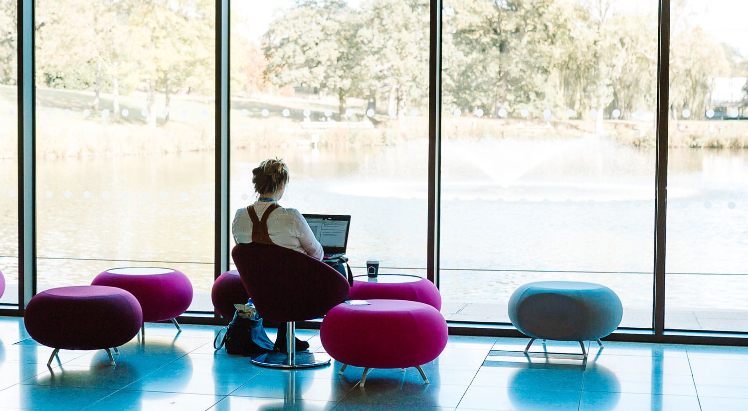 Quiet study space by the lake in the SSC