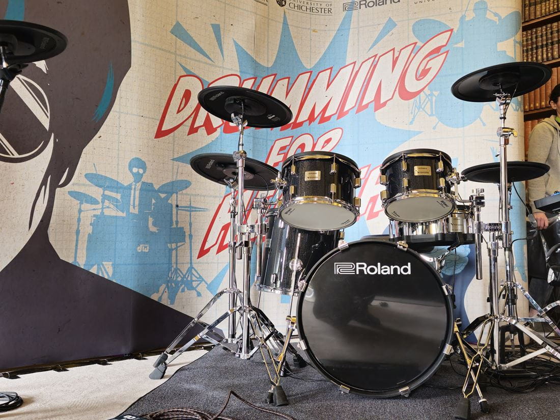 Drumming set up at the Royal Society London Exhibition