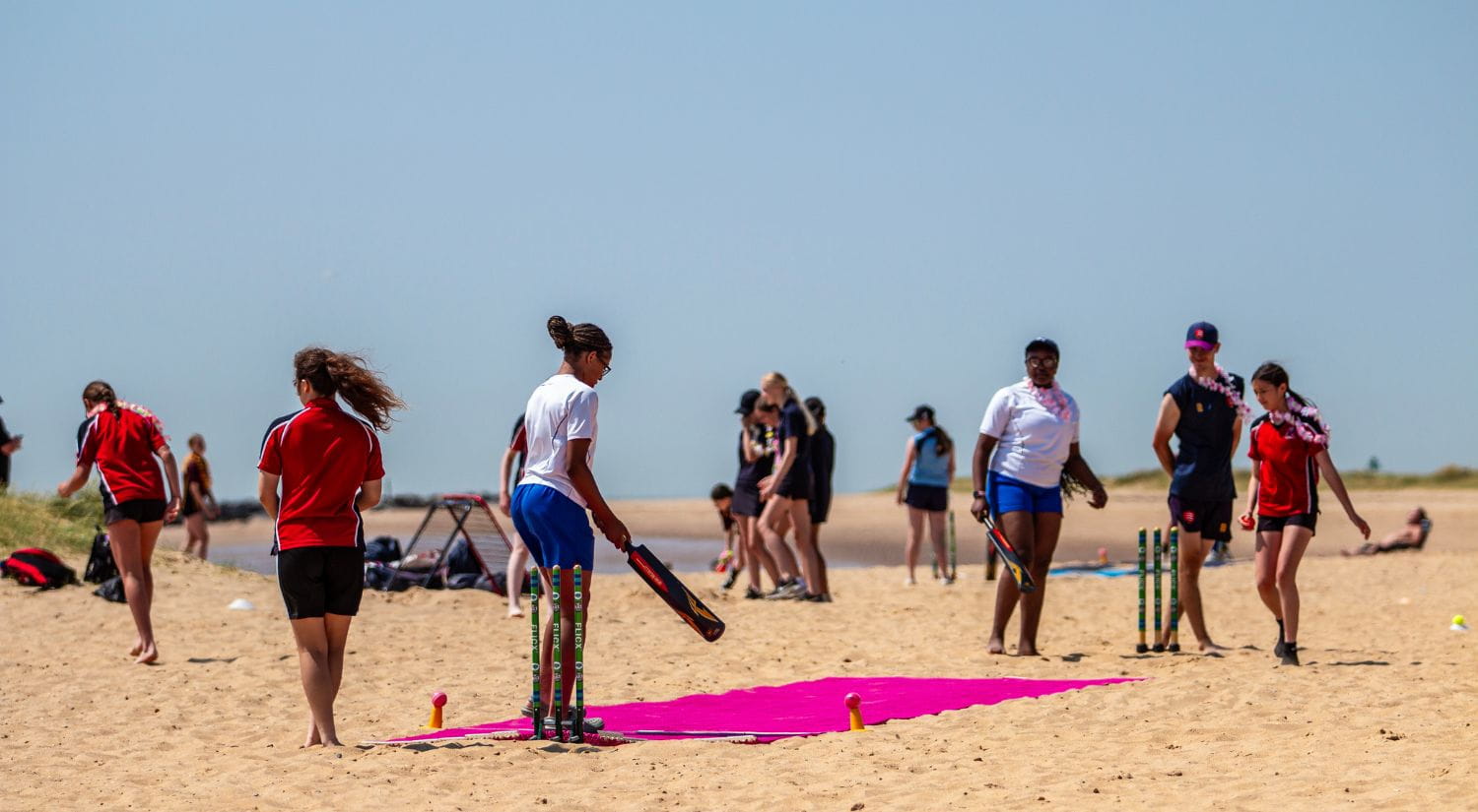 Games of cricket were played on the beach