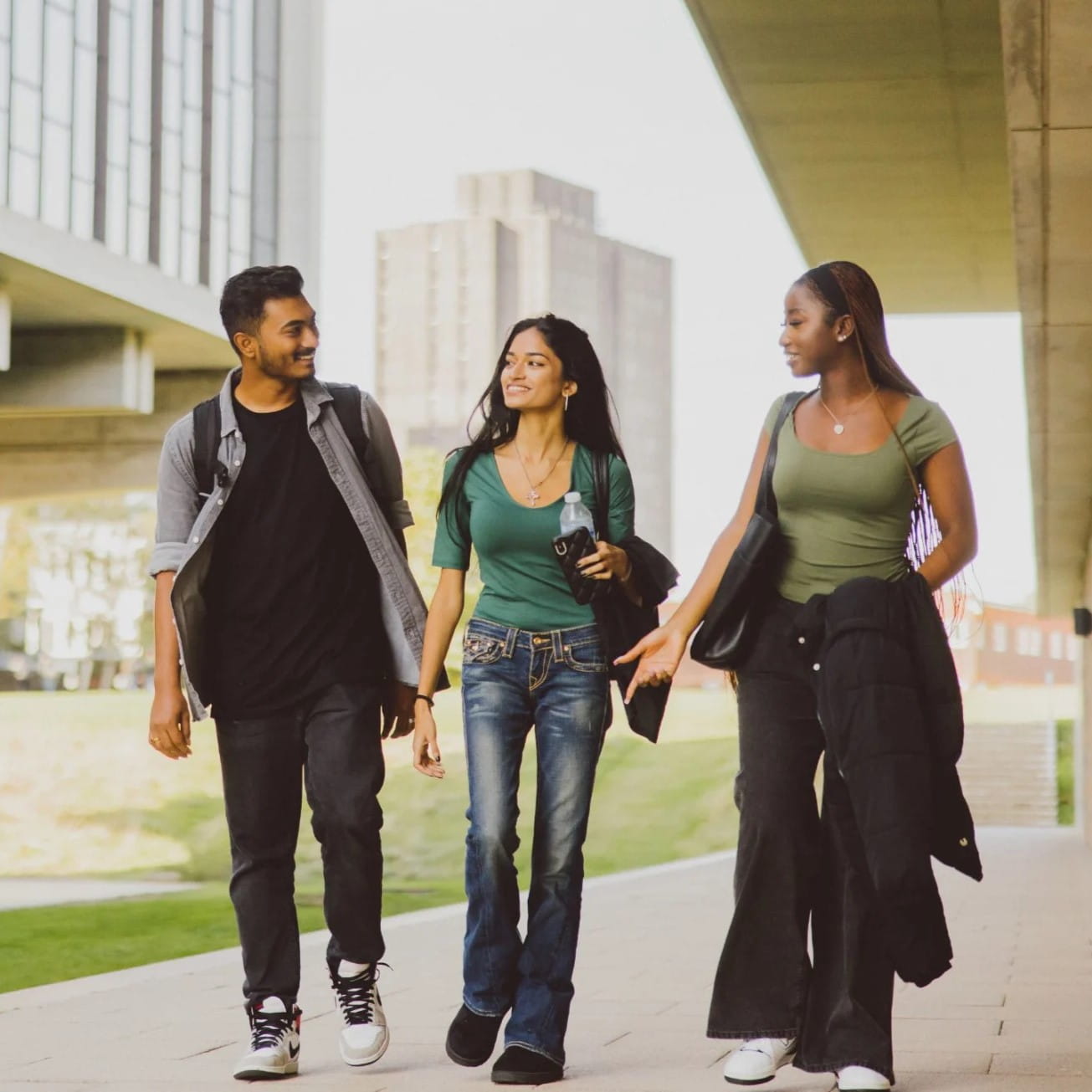 Students walking through the Colchester Campus