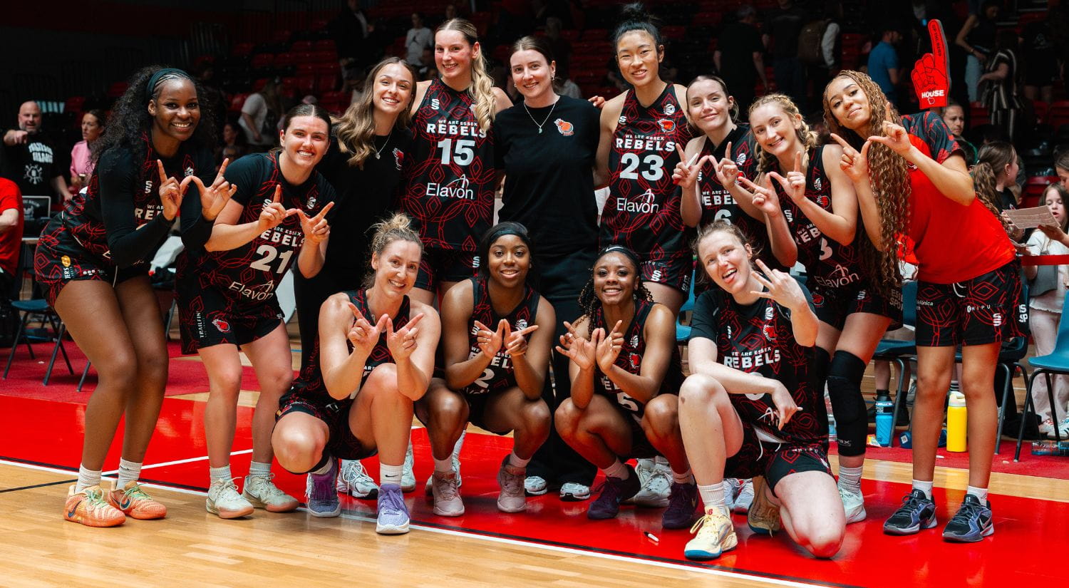 The Rebels celebrate their undefeated run