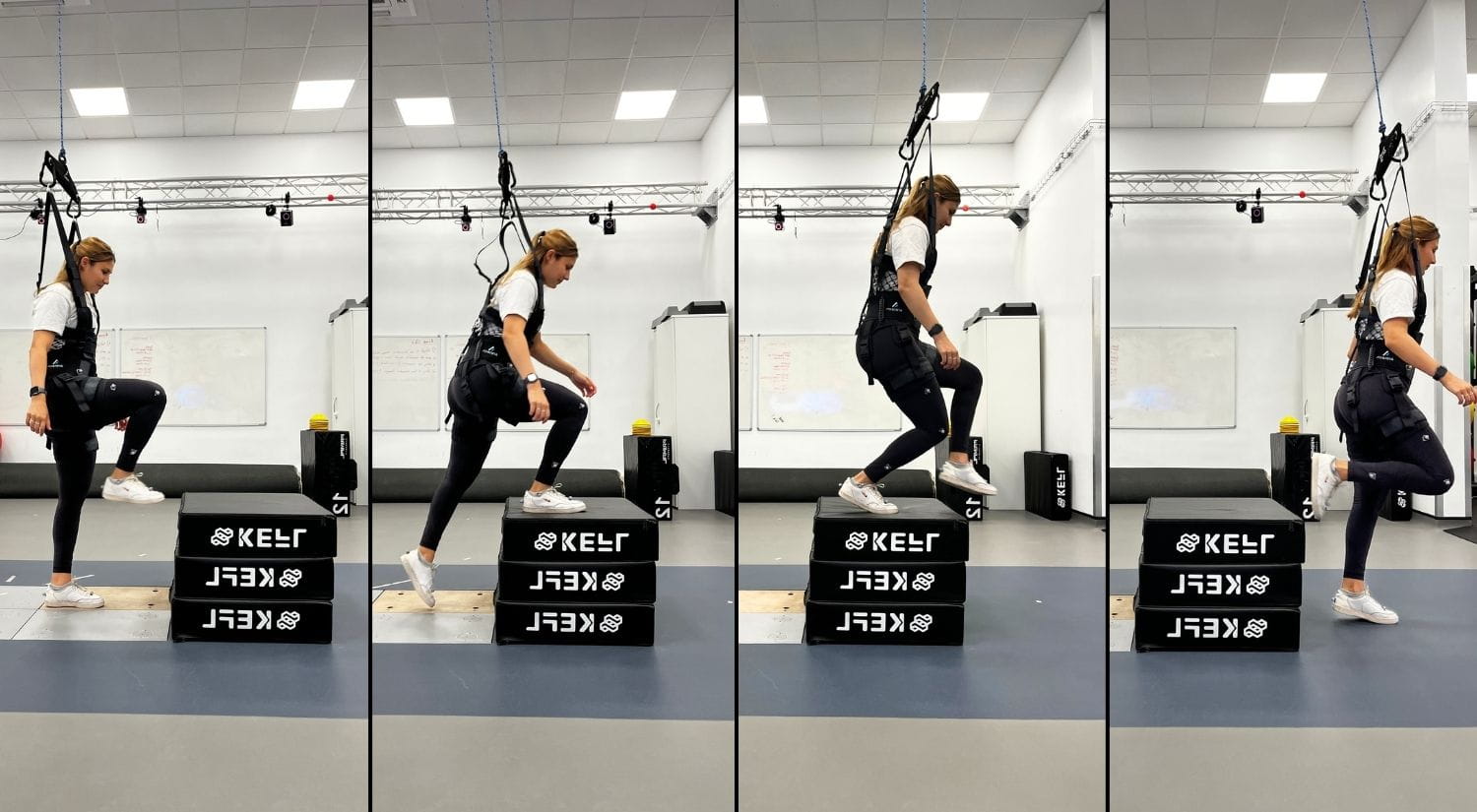 The Harness supporting a user over an obstacle