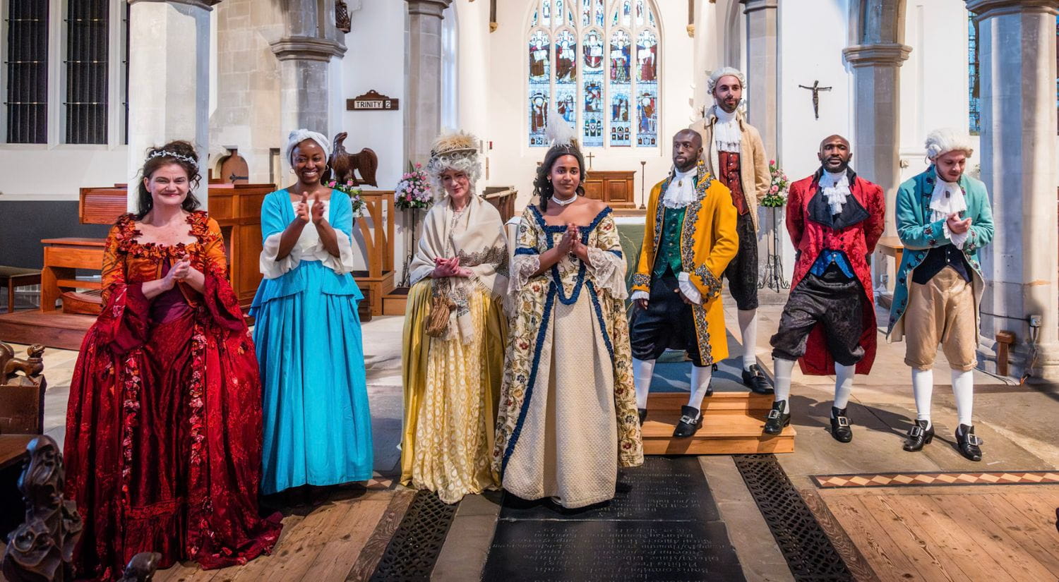 The cast in the beautiful performance space