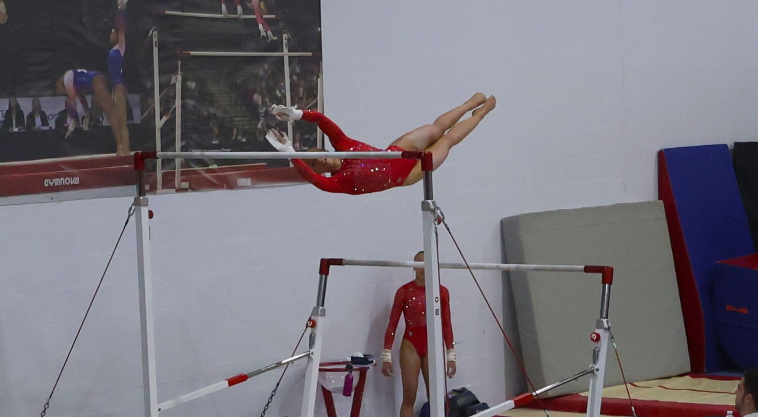 Emily Roper taking to the air on the bars