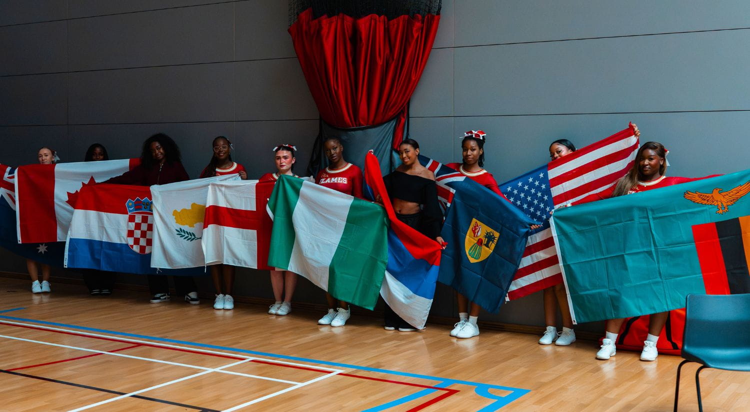 A flag parade celebrated global cultures