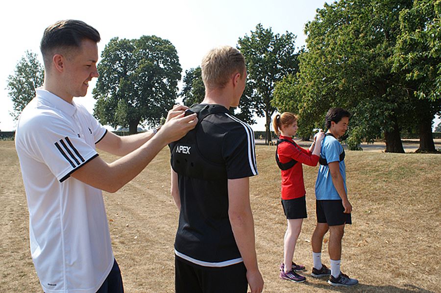 GPS tracker fitted to athlete