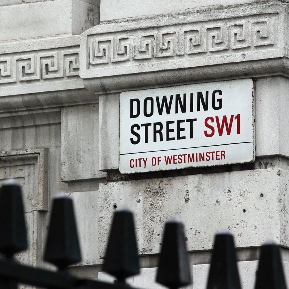 Photograph of the street sign for Downing Street