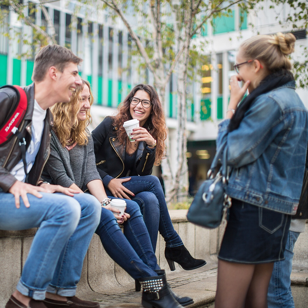 Students chatting on campus
