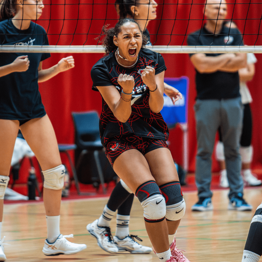Volleyball player celebrating 