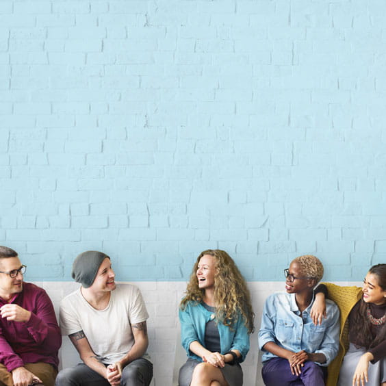 group of people talking,