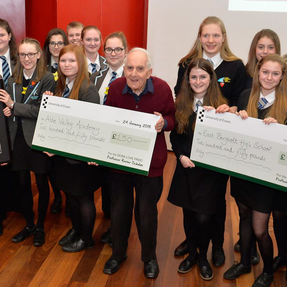 School students and Frank Bright