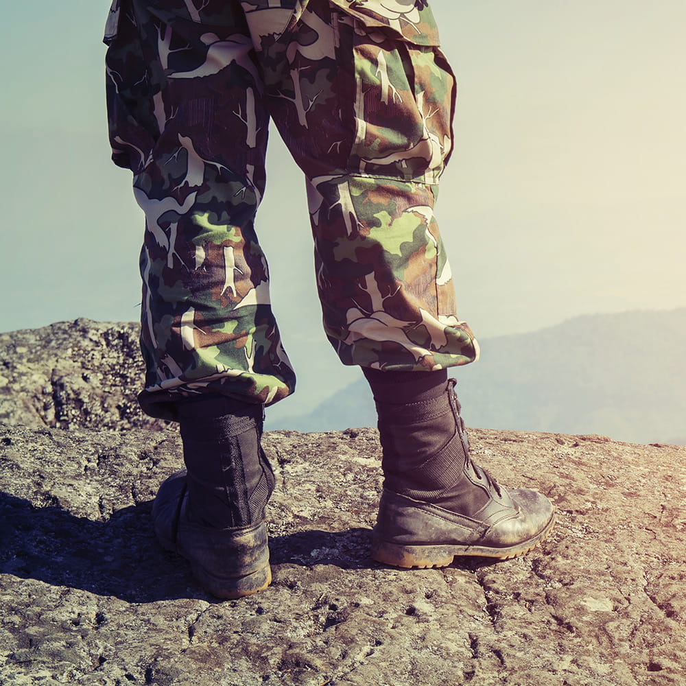 Soldier's boots in desert