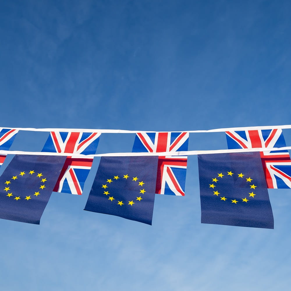 British and European flags