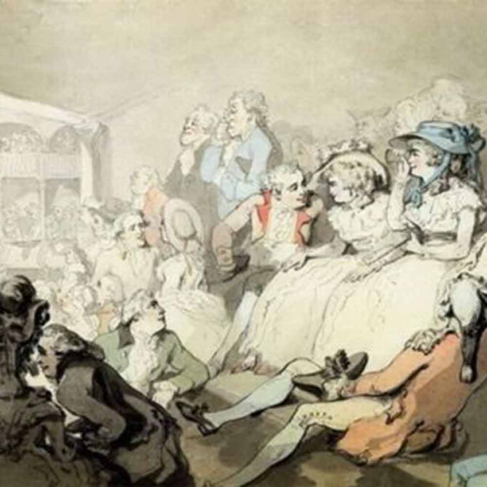 Historical depiction of a theatre audience
