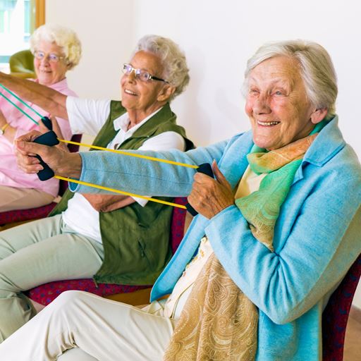 elderly women exercising