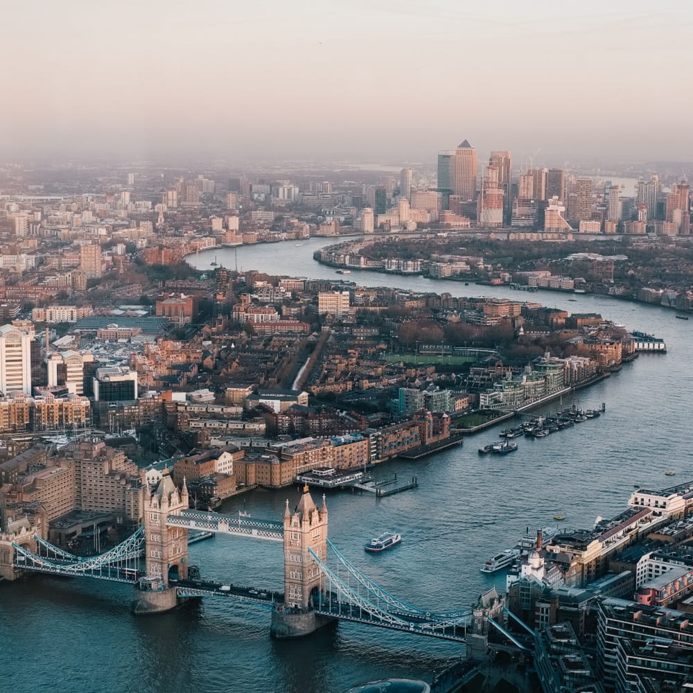 A photograph of the river Thames and the city of London