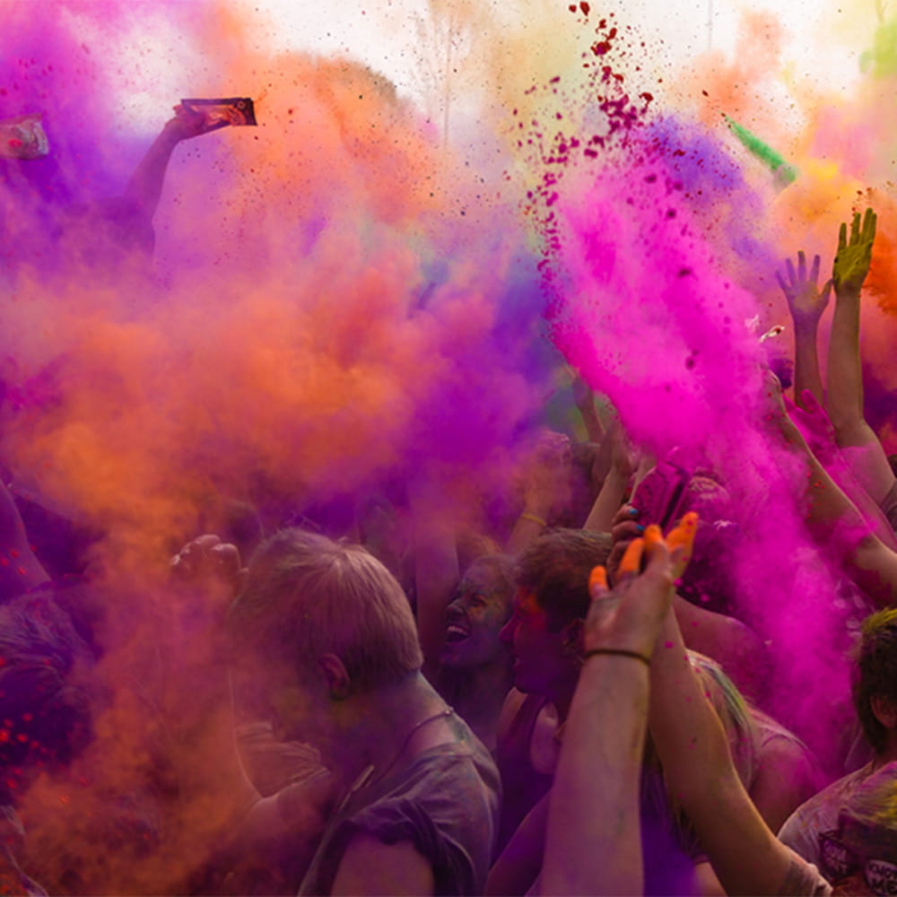 Students celebrating the holi festival