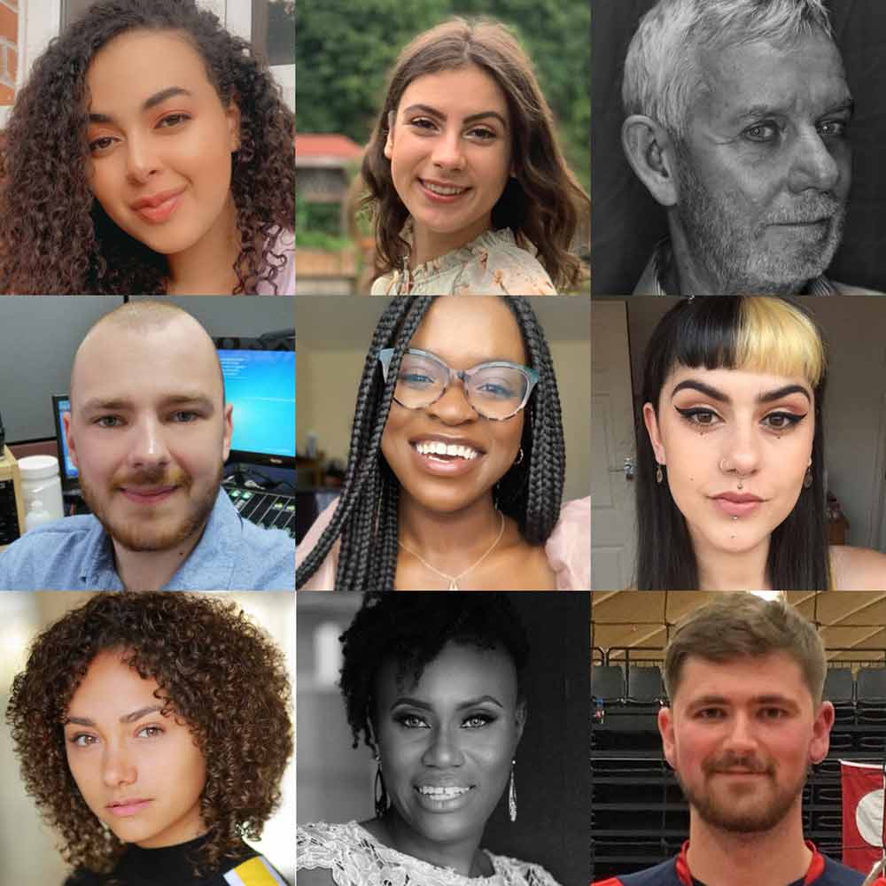 A collage of nine of our students' faces