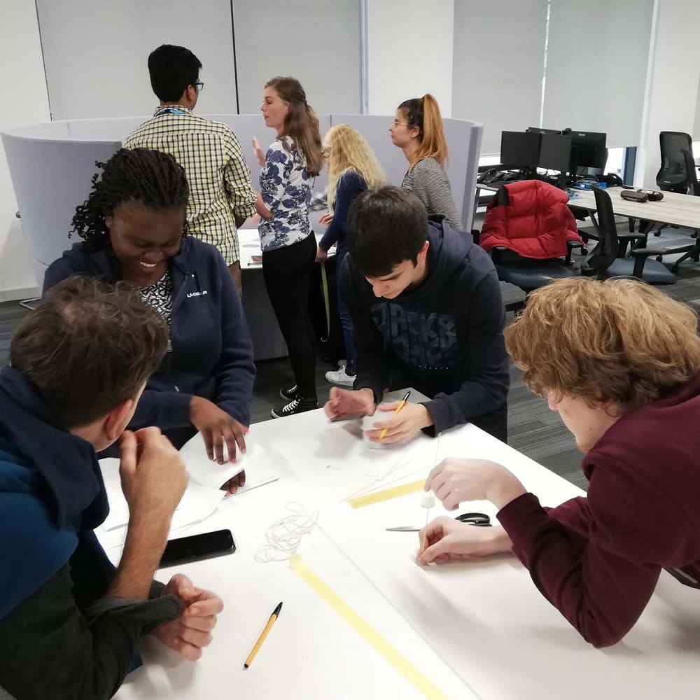 Students in the business start-up hub