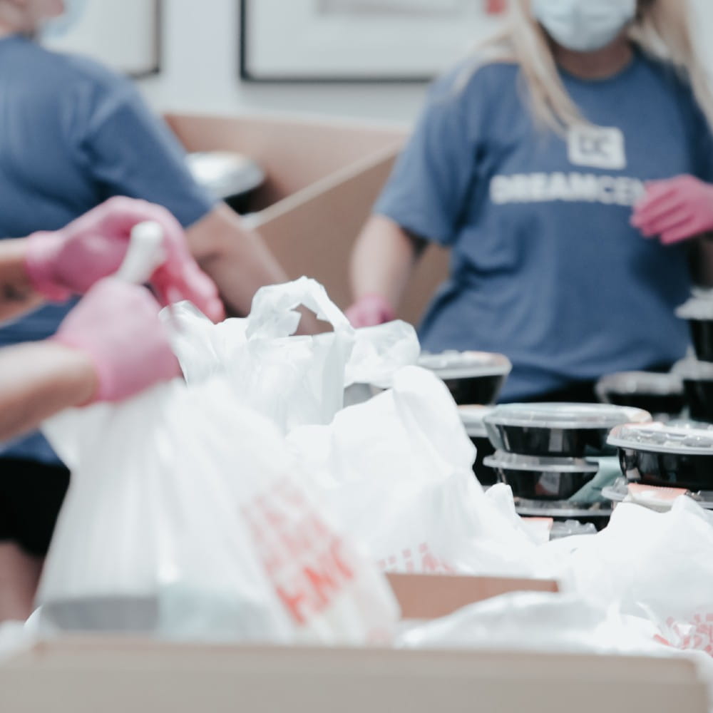 People working in a food bank