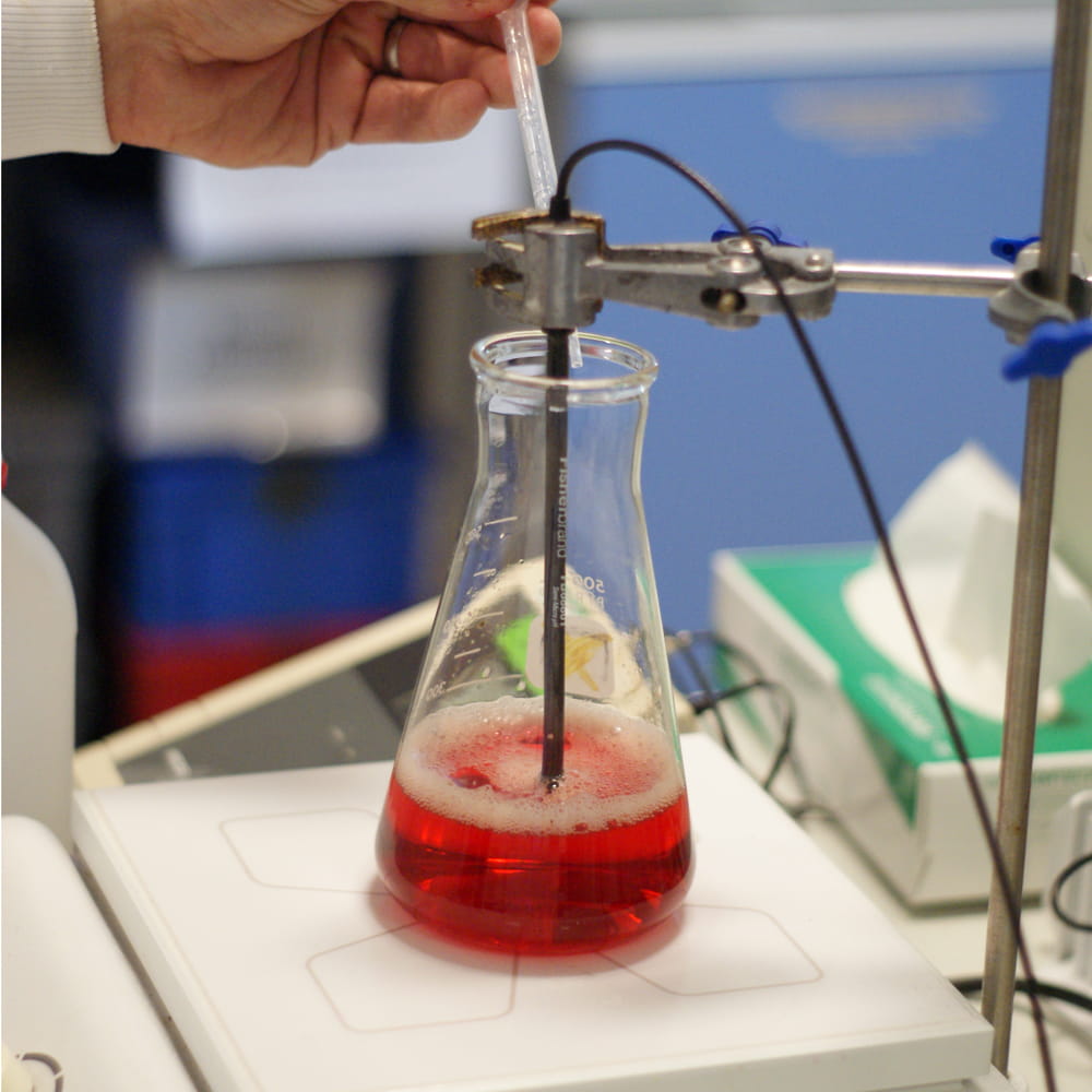 blood substitute in beaker