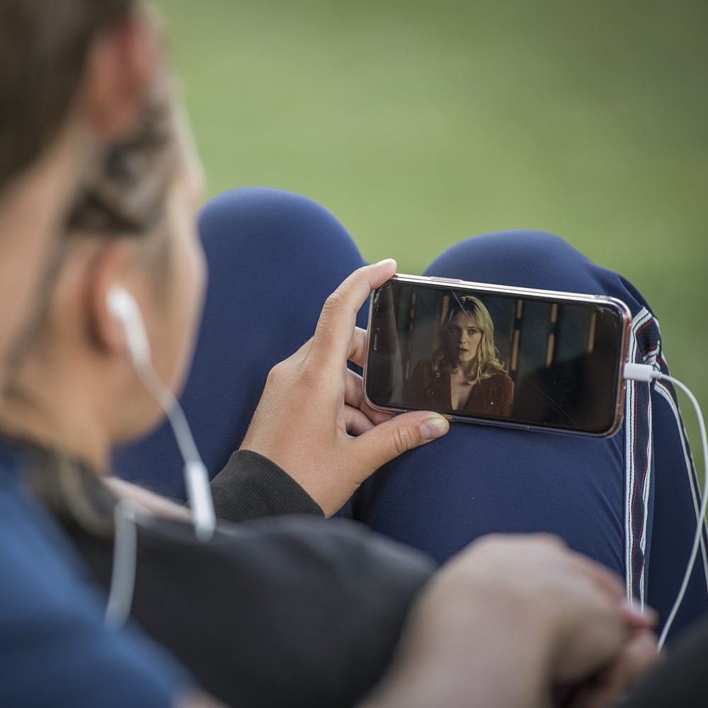 Couple watching film on phone