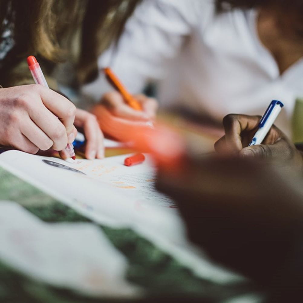 students highlighting text