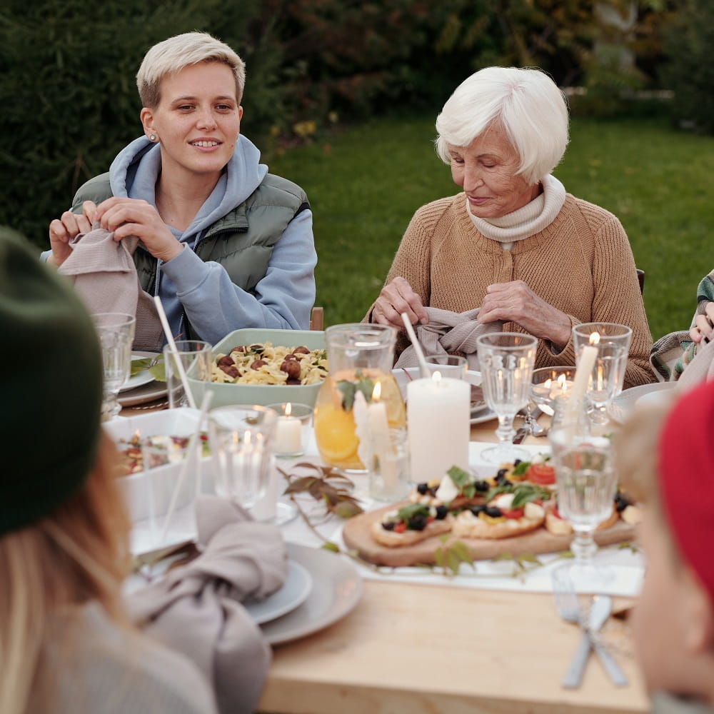 Family eating dinner
