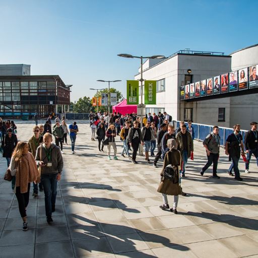 Students walk through the Colchester campus