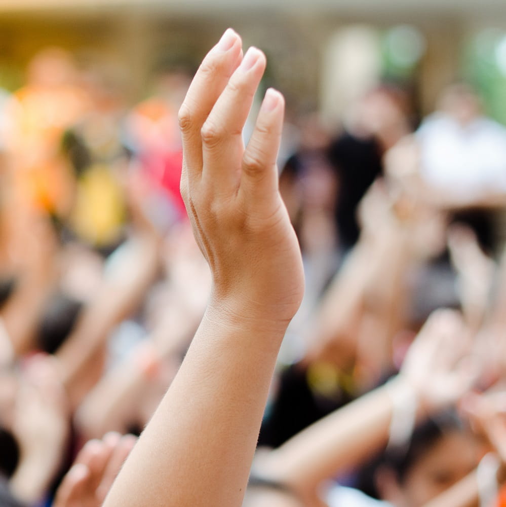 arm in the air at a demonstration