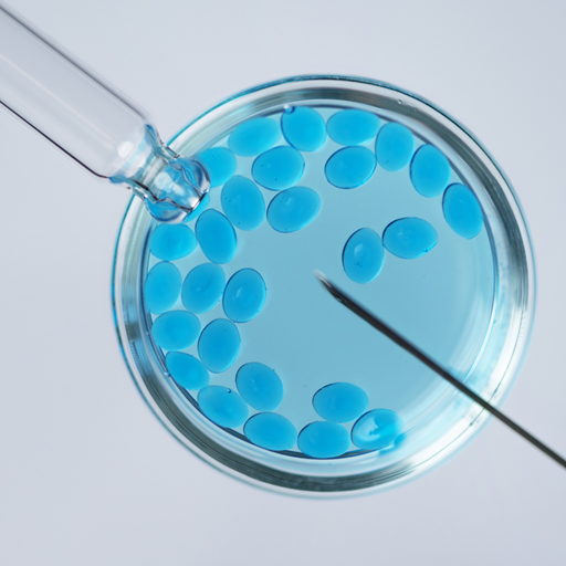 in vitro insemination image of eggs and a needle in a petri dish