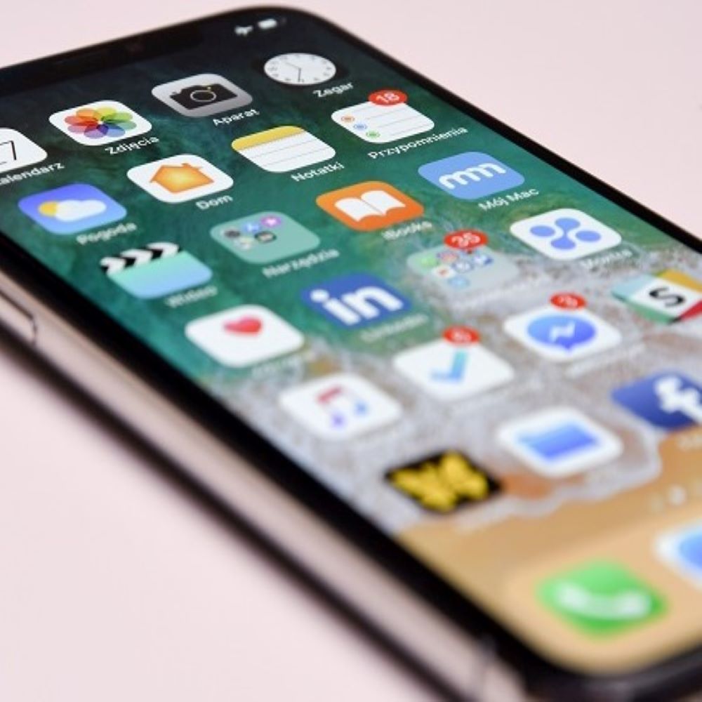 Close-up shot of iphone homepage