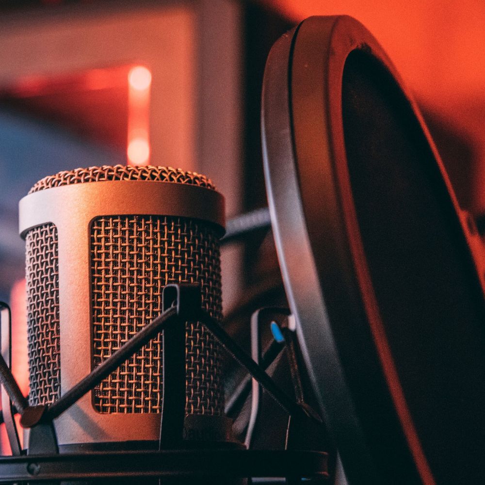 A microphone in a recording studio