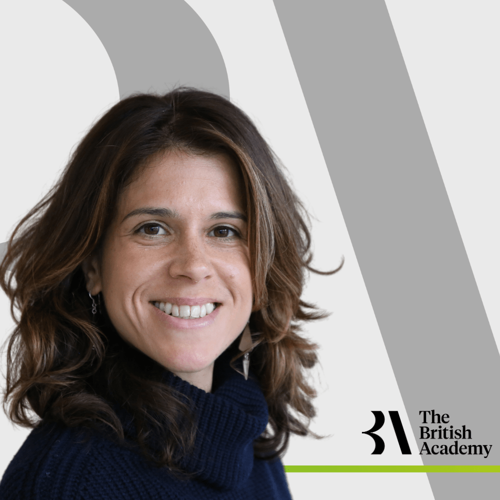 photo of Dr Kat Hadjimatheou with British Academy logo in background