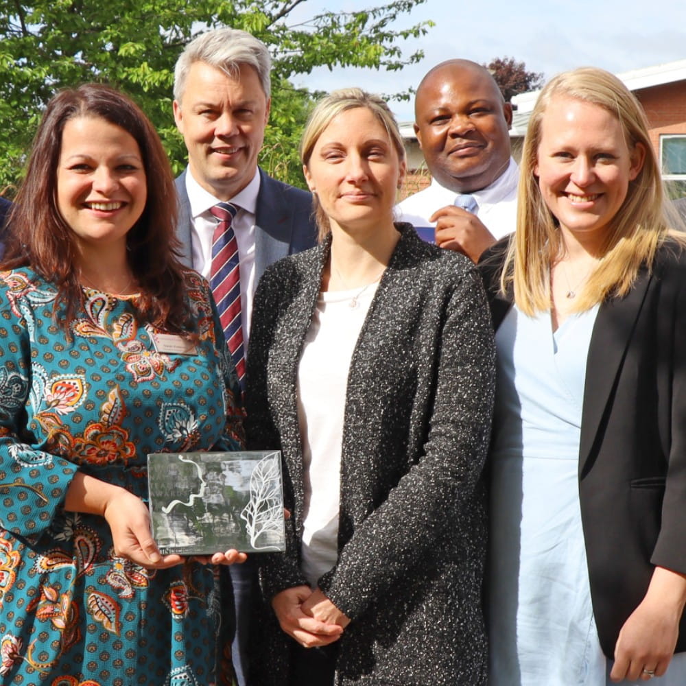 School representatives with the award