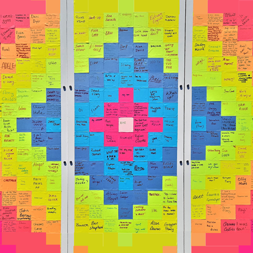 A display of post-it notes with words about Essex accents written on them