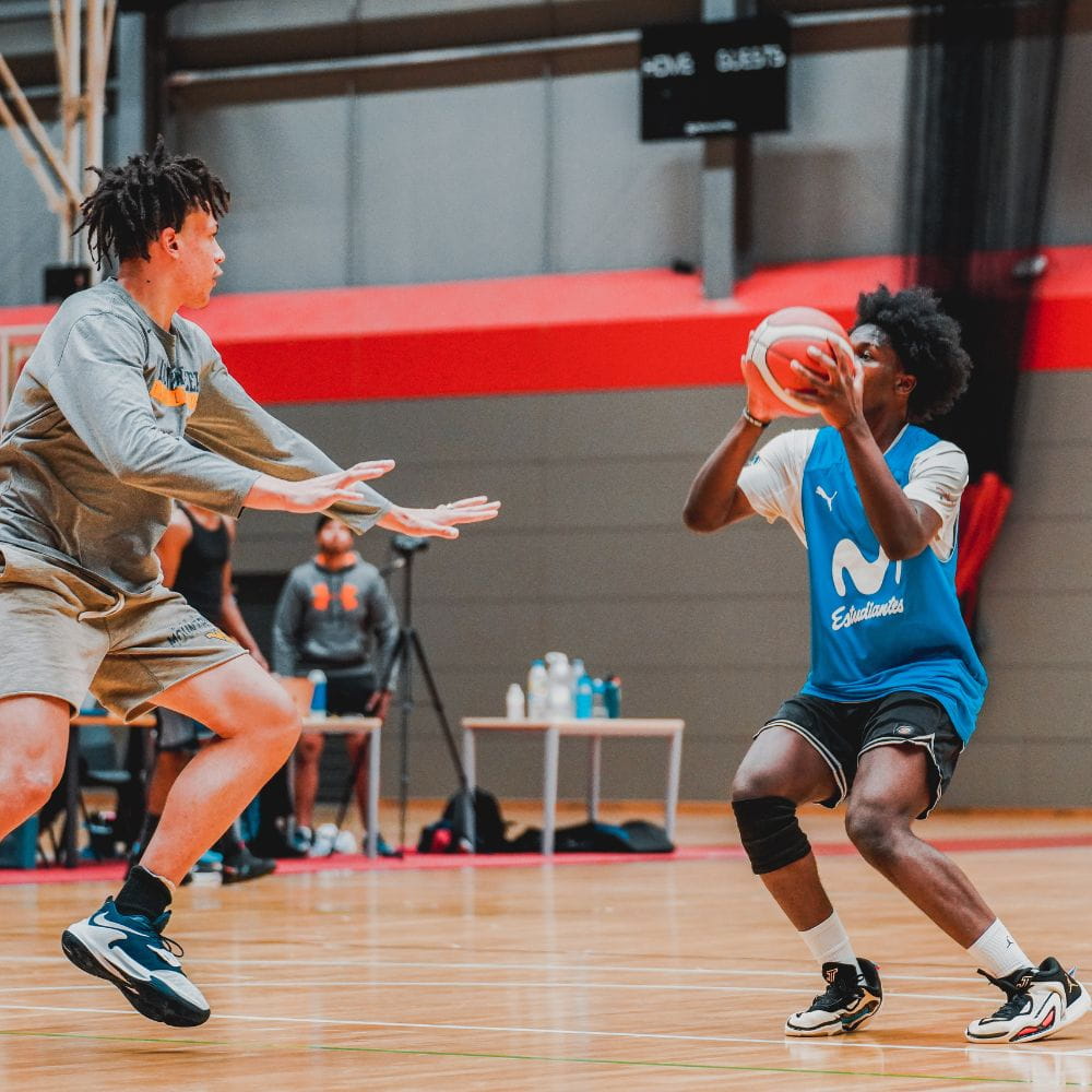 Two players face off inside the Essex Arena