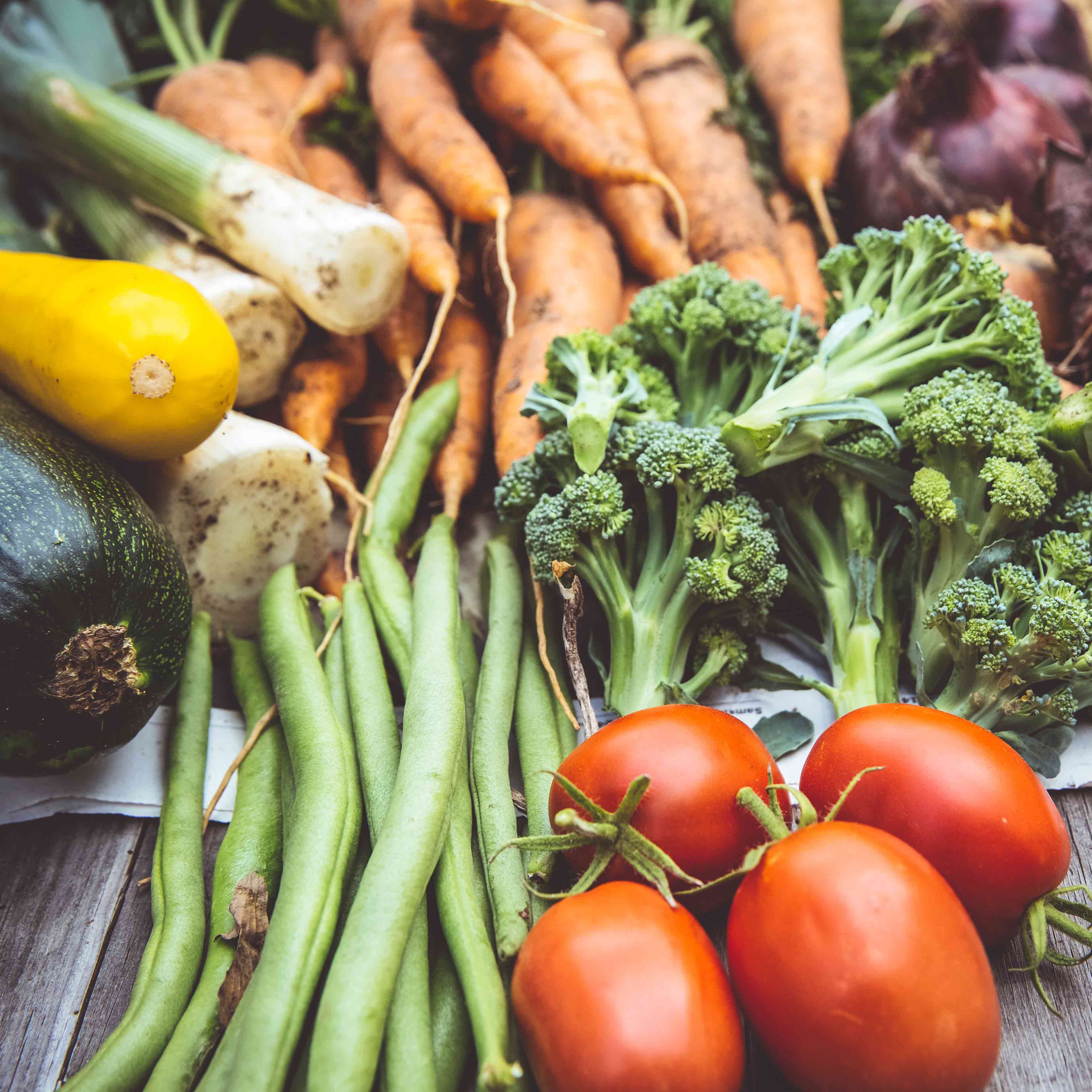 A selection of colourful vegetables laid out