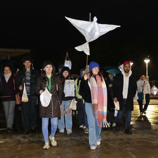 Students and staff taking part in Procession of Light 2023