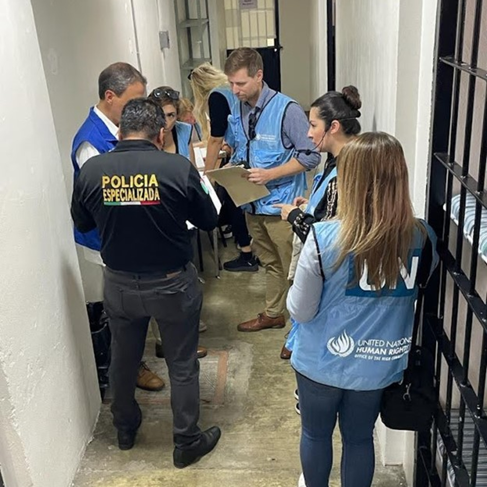 Dr Matthew Gillett with the UN Working Group on Arbitrary Detention during their visit to a Mexican prison