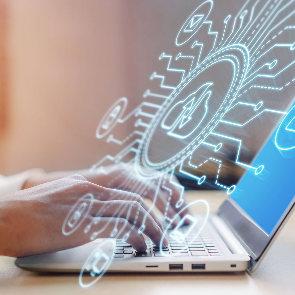 A person working at a laptop