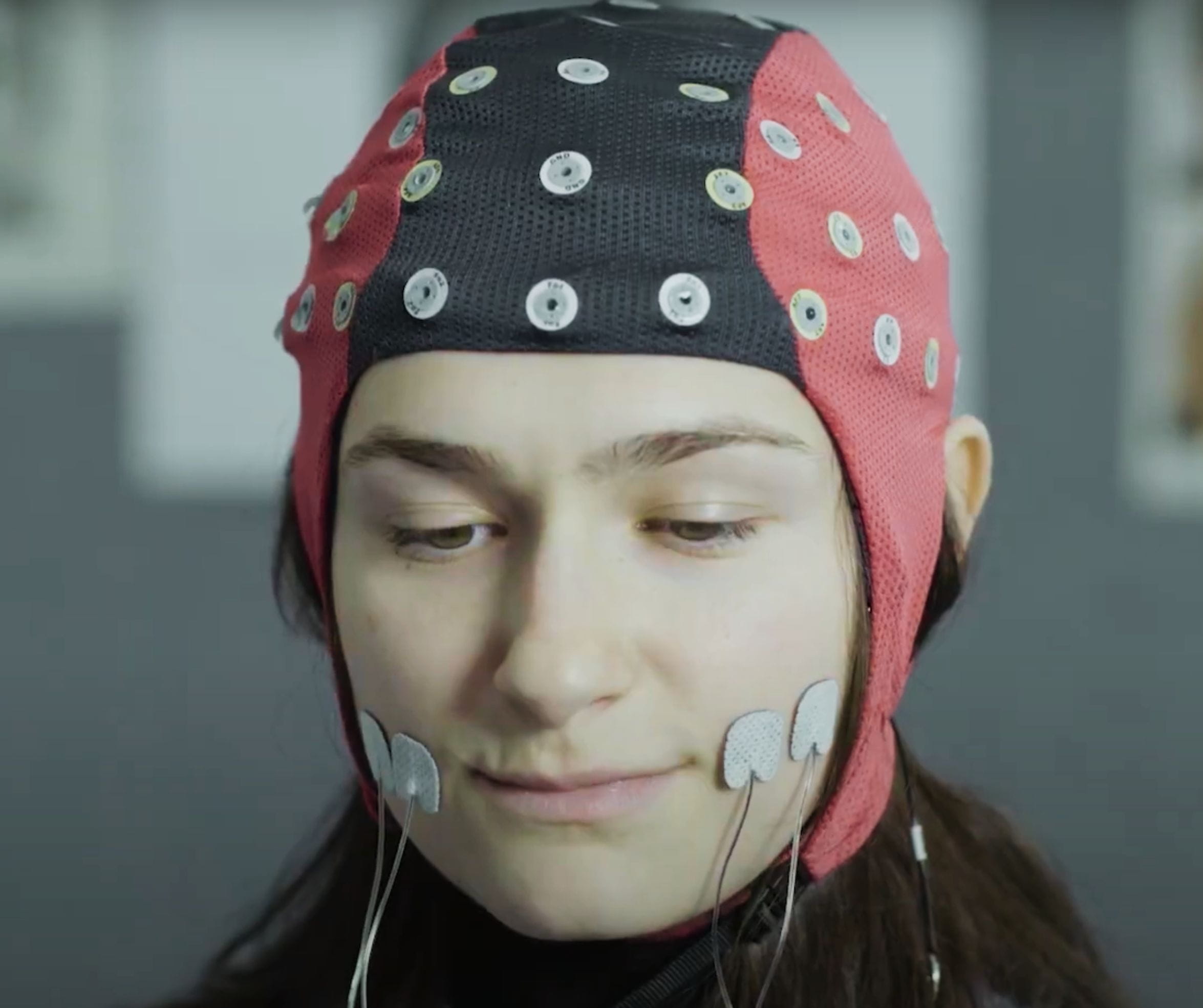 A study participant smiles