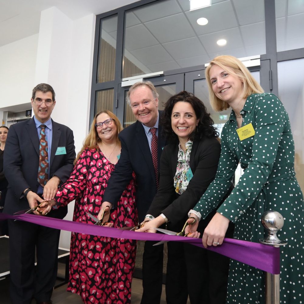 Ribbon being cut at launch of Hub