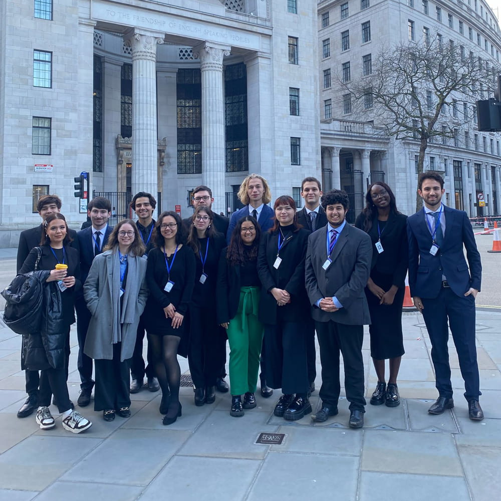 Students standing together in London